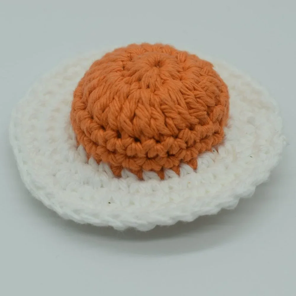 Handcrafted Crochet Fried Egg catnip toy